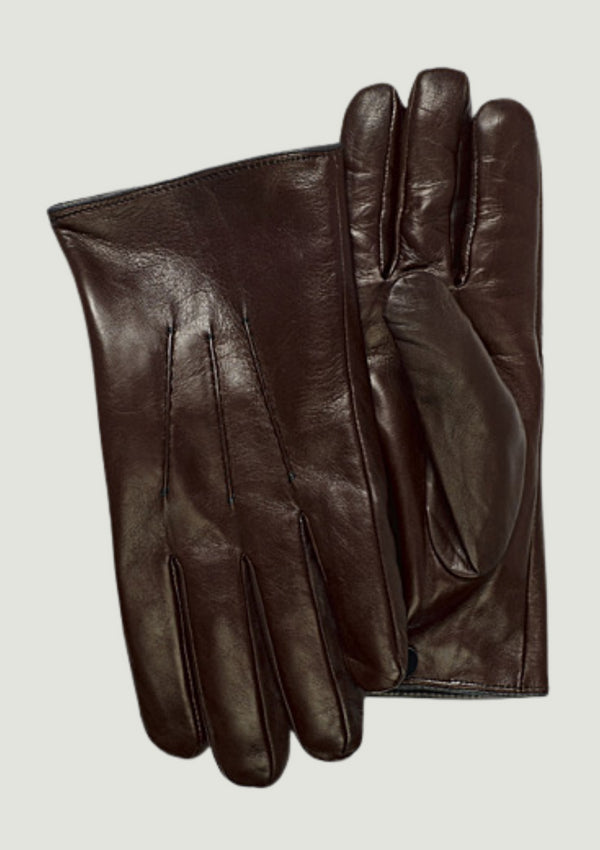 Contrast Cuff Leather Gloves | Brown